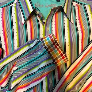Robert Graham men’s button down long sleeve dress shirt 2XLB